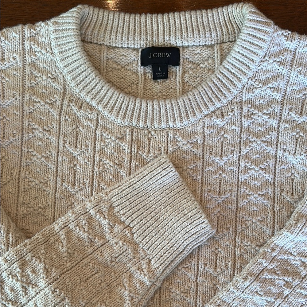 J. Crew Cream Cable Knit Crewneck Sweater
